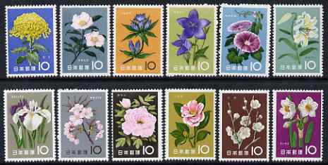 Japan 1961 Japanese Flowers complete perf set of 12 unmounted mint SG 845-56