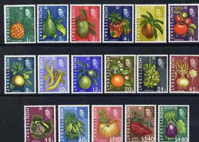 Montserrat 1965 Fruit & Plants definitive set of 17 values complete unmounted mint, SG 160-65
