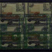 Kenya, Uganda & Tanganyika 1938-54 KG6 imperf working proof of 10c frame in black (equivalent of a block of 4) also showing 10c frame in green (upright & inverted) misplaced central vignette in brown and vignette in black (inverte……Details Below