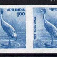 India 2000 Birds 1r Saras Crane IMPERF pair unmounted mint, SG 1925var