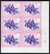 Lesotho 1984 Butterflies Foxy Charaxes 30s imperf proof in magenta & blue colours only, unmounted mint colour-dot block of 6