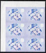 Lesotho 1984 Butterflies African Migrant 6s imperf proof in magenta & blue colours only, unmounted mint corner block of 6 (some wrinkling)