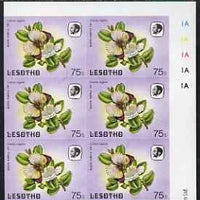 Lesotho 1984 Butterflies Queen Purple Tip 75s imperforate, unmounted mint plate block of 6