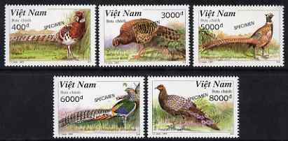 Vietnam 1997 Pheasants perf set of 5 overprinted SPECIMEN, only 200 sets produced, unmounted mint as SG 2147-51