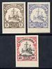 Marshall Islands 1901 Yacht Type set of 3 imperf Forgeries unused (3pf, 20pf & 40pf, latter without gum)