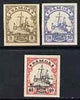 Samoa 1900 Yacht Type set of 3 imperf Forgeries unused (3pf, 20pf & 40pf, latter without gum)