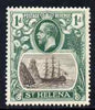 St Helena 1922-37 KG5 Badge Script 1d single with variety 'Bottom vignette frame line broken twice' (stamp 24) mounted mint SG 98var