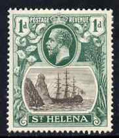 St Helena 1922-37 KG5 Badge Script 1d single with variety 'Bottom vignette frame line broken twice' (stamp 24) mounted mint SG 98var