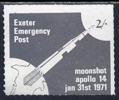 Great Britain 1971 Exeter Emergency Post 2s label depicting Apollo 14 Moonshot (sheetlet of 6 pro-rata) unmounted mint
