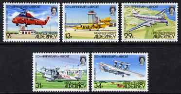 Guernsey - Alderney 1985 50th Anniversary of Airport perf set of 5 unmounted mint SG A18-22