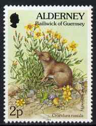 Guernsey - Alderney 1994-98 Flora & Fauna Defs 2p Shrew & Flowers unmounted mint SG A61