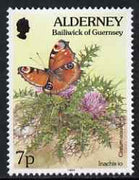 Guernsey - Alderney 1994-98 Flora & Fauna Defs 7p Peacock (butterfly) & Thistle unmounted mint SG A66