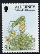 Guernsey - Alderney 1994-98 Flora & Fauna Defs 9p Grasshopper & Gorse unmounted mint SG A68