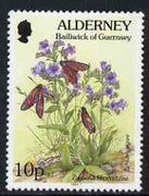 Guernsey - Alderney 1994-98 Flora & Fauna Defs 10p Moth & Flowers unmounted mint SG A69