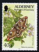 Guernsey - Alderney 1994-98 Flora & Fauna Defs 40p Emperor Moth & Bramble unmounted mint SG A74