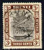 Brunei 1907-10 River Scene 3c grey-black & chocolate very fine cds used SG 25