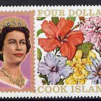 Cook Islands 1967 Flowers $4 def unmounted mint with SPECIMEN opt on gummed side, as SG