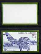 Germany - East 1971 Philatelists Day 10pf + 5pf (Mail Plane) imperf proof of completed design plus imperf proof of frame only, both unmounted mint, as SG E1423