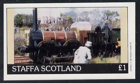 Staffa 1982 Early Steam Locos imperf souvenir sheet (£1 value) unmounted mint