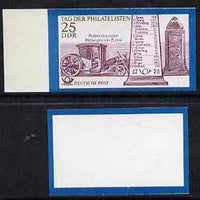 Germany - East 1971 Philatelists Day 25pf (Milestones & Cart) imperf marginal proof of completed design plus imperf proof of frame only, both unmounted mint, as SG E1424