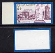 Germany - East 1971 Philatelists Day 25pf (Milestones & Cart) imperf marginal proof of completed design plus imperf proof of frame only, both unmounted mint, as SG E1424