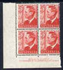 Australia 1951 KG6 3d red on thin paper, superb unmounted mint imprint block of 4 BW.251a cat $300+ (unpriced as imprint block)
