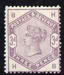Great Britain 1883-84 QV Lilac & Greens 3d lilac fresh mounted mint, SG191 cat £220