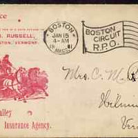 United States 1901 illustrated (horse-drawn fire engine) cover to Vermont bearing 2c stamp (slightly damaged top right corner)