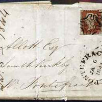 Great Britain 1844 entire to Pontefract bearing pair 1d imperf (LH-LI) with fine Maltese Cross cancels with No.3 within