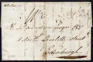 Great Britain 1827 prestamp entire from Easdale Island to Edinburgh with Easdale PENNY POST postmark and OBAN cds on reverse