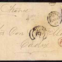 Great Britain 1867 entire to Cadiz bearing 6d plate 5, SG97