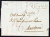 Italy 1827 pre-stamp entire from Milano to Mantova bearing fine boxed MILANO in black