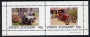 Staffa 1981 Vintage Cars #1 perf,set of 2 values (Motorbike & Petrol pump in background) unmounted mint