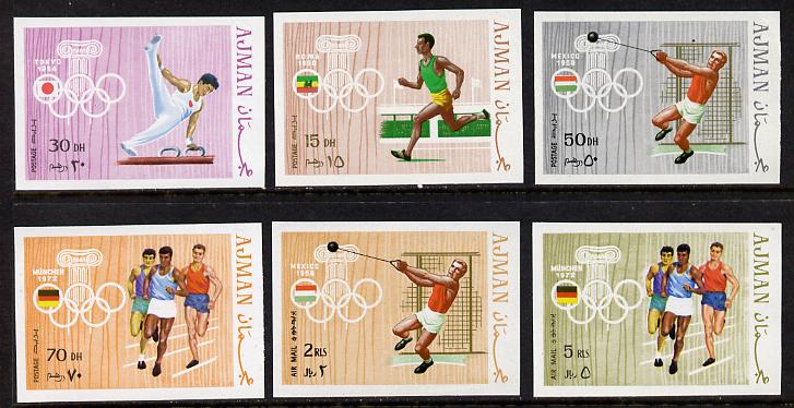 Ajman 1970 Olympics (from 1960 to 1976) imperf set of 6 (Mi 570-75B) unmounted mint