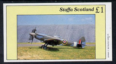 Staffa 1982 WW2 Aircraft #3 (Hurricane) imperf souvenir sheet (£1 value) unmounted mint