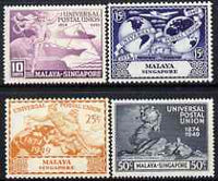 Singapore 1949 KG6 75th Anniversary of Universal Postal Union set of 4 mounted mint, SG 33-36