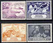 Singapore 1949 KG6 75th Anniversary of Universal Postal Union set of 4 mounted mint, SG 33-36