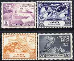 Singapore 1949 KG6 75th Anniversary of Universal Postal Union set of 4 mounted mint, SG 33-36