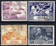 Singapore 1949 KG6 75th Anniversary of Universal Postal Union set of 4 fine cds used, SG 33-36