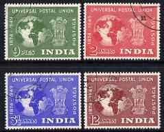 India 1949 KG6 75th Anniversary of Universal Postal Union set of 4 cds used SG 325-8