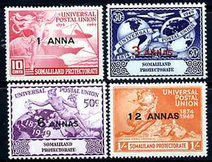 Somaliland 1949 KG6 75th Anniversary of Universal Postal Union set of 4 mounted mint, SG 121-24