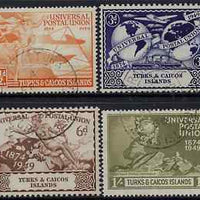 Turks & Caicos Islands 1949 KG6 75th Anniversary of Universal Postal Union set of 4 cds used, SG 217-20