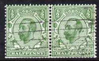 Great Britain 1912 Downey 1/2d pair with inv wmk SG spec N3b good used (trimmed perfs at base) cat £80