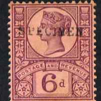 Great Britain 1897 QV Jubilee 6d overprinted SPECIMEN without gum