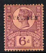 Great Britain 1897 QV Jubilee 6d overprinted SPECIMEN without gum