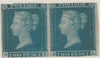 Great Britain 1841 QV 2d blue horiz pair OK-OL slightly cut top & bottom margins but fresh and good looking showing fine Ivory Head on reverse, SG14 cat £6,250 as,singles