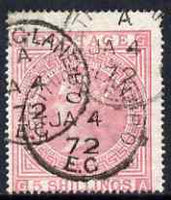 Great Britain 1867 QV 5s pale rose plate 1 centred to lower left but good colour and cds cancels, SG127 cat £600