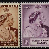 Turks & Caicos Islands 1948 KG6 Royal Silver Wedding set of 2 mounted mint SG 208-9