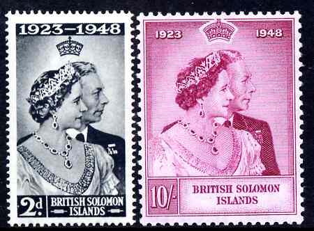 Solomon Islands 1949 KG6 Royal Silver Wedding set of 2 unmounted mint SG 75-6