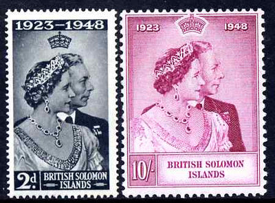 Solomon Islands 1949 KG6 Royal Silver Wedding set of 2 mounted mint SG 75-6